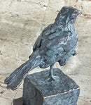 Hot Cast Bronze Green Patina Bird Figure on Marble Base