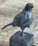 Hot Cast Bronze Green Patina Bird Figure on Marble Base