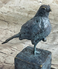 Hot Cast Bronze Green Patina Bird Figure on Marble Base