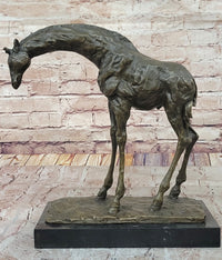 Milo Giraffe Bronze Sculpture on Marble Base