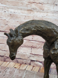 Milo Giraffe Bronze Sculpture on Marble Base