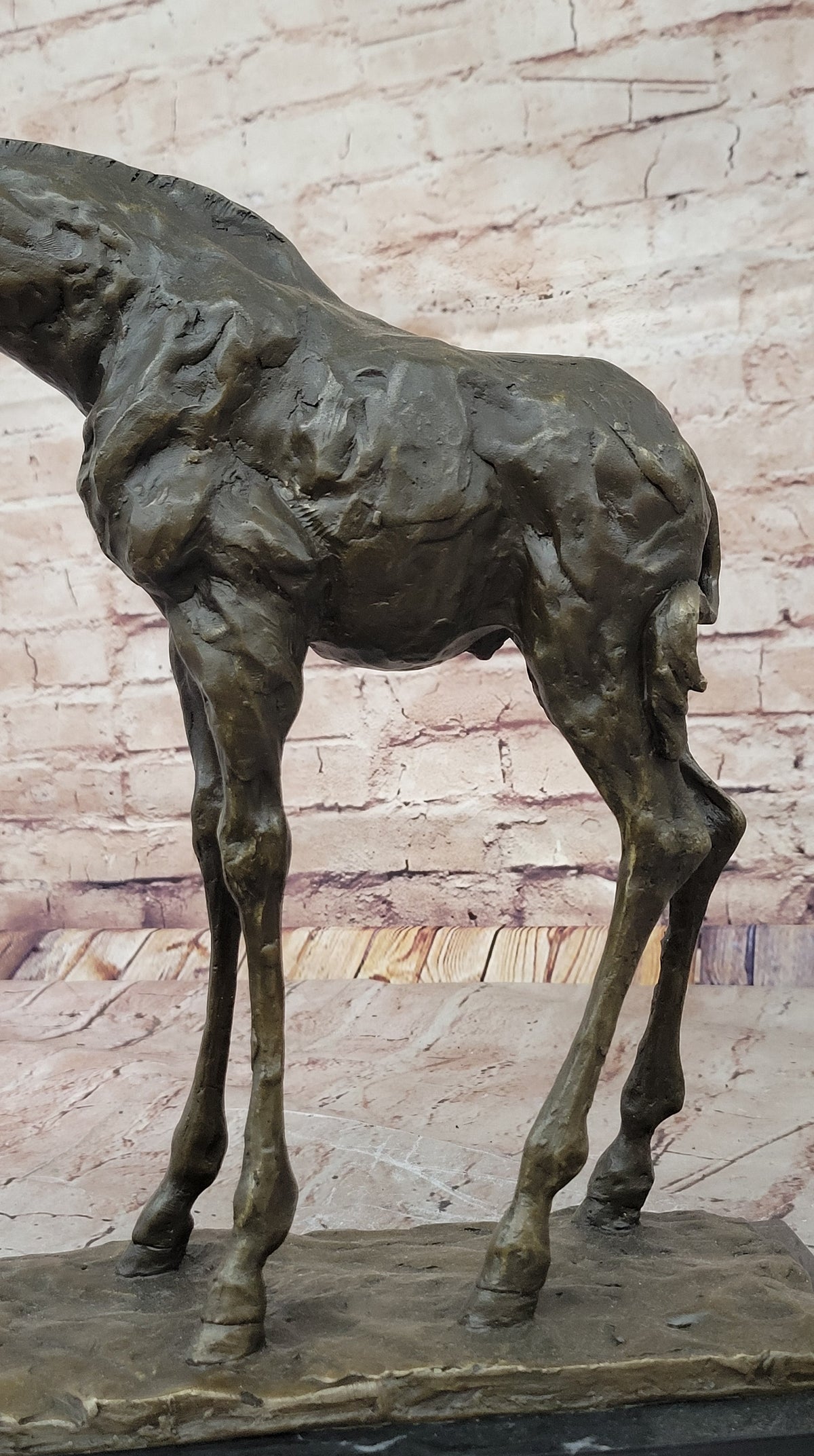 Milo Giraffe Bronze Sculpture on Marble Base