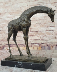 Milo Giraffe Bronze Sculpture on Marble Base