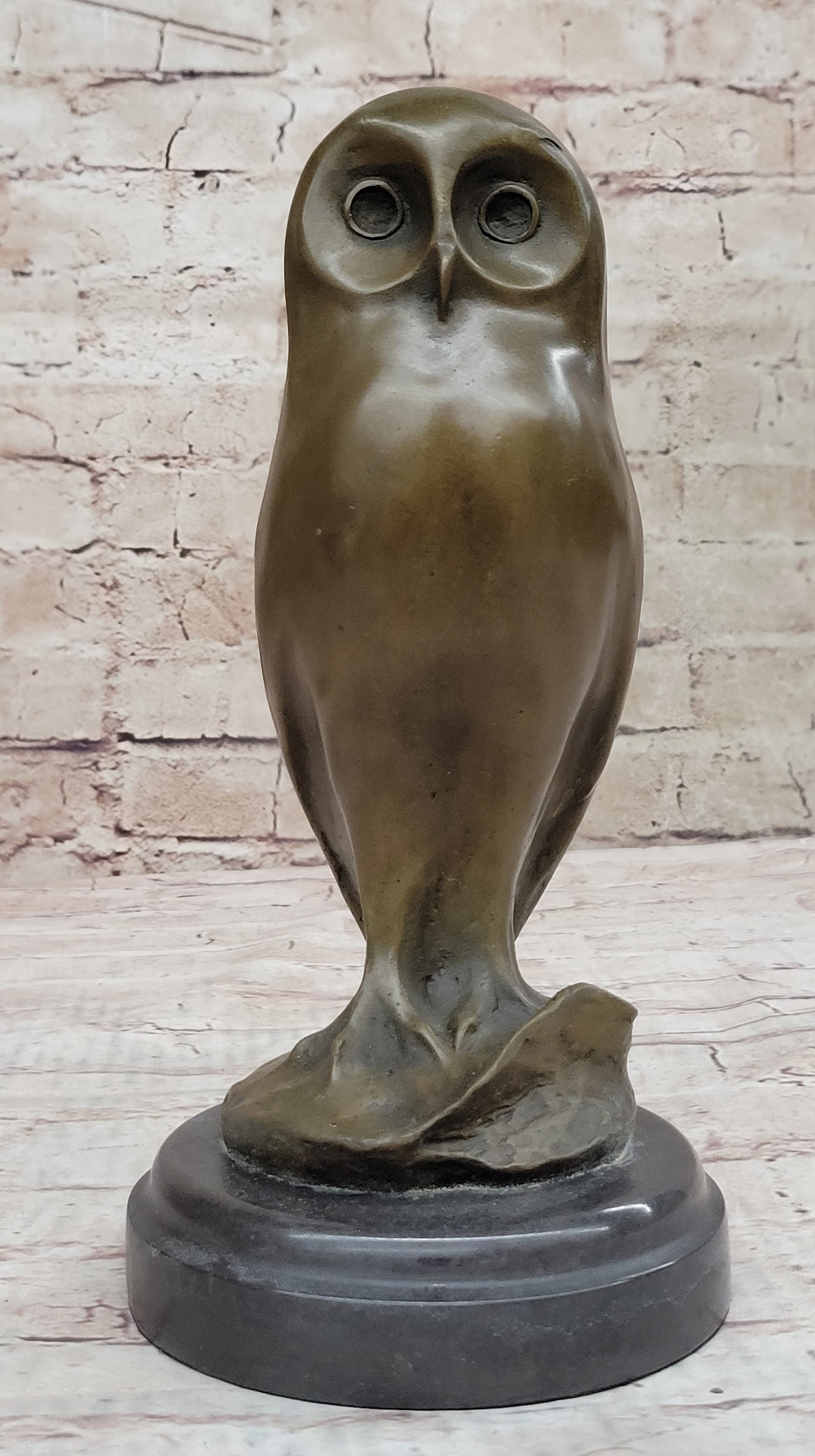 Bronze Owl Bird Sculpture by Milo on Marble Base