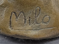 Bronze Owl Bird Sculpture by Milo on Marble Base
