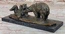 Two Playful Bears Bronze Sculpture by Milo on Marble Base