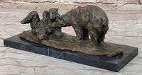 Two Playful Bears Bronze Sculpture by Milo on Marble Base