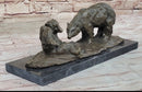 Two Playful Bears Bronze Sculpture by Milo on Marble Base