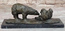Two Playful Bears Bronze Sculpture by Milo on Marble Base