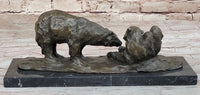 Two Playful Bears Bronze Sculpture by Milo on Marble Base