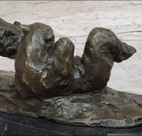 Two Playful Bears Bronze Sculpture by Milo on Marble Base