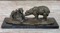 Two Playful Bears Bronze Sculpture by Milo on Marble Base