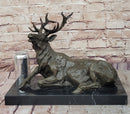 Stag Buck Elk Deer Laying Down - Bronze Sculpture by Milo
