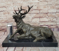 Stag Buck Elk Deer Laying Down - Bronze Sculpture by Milo
