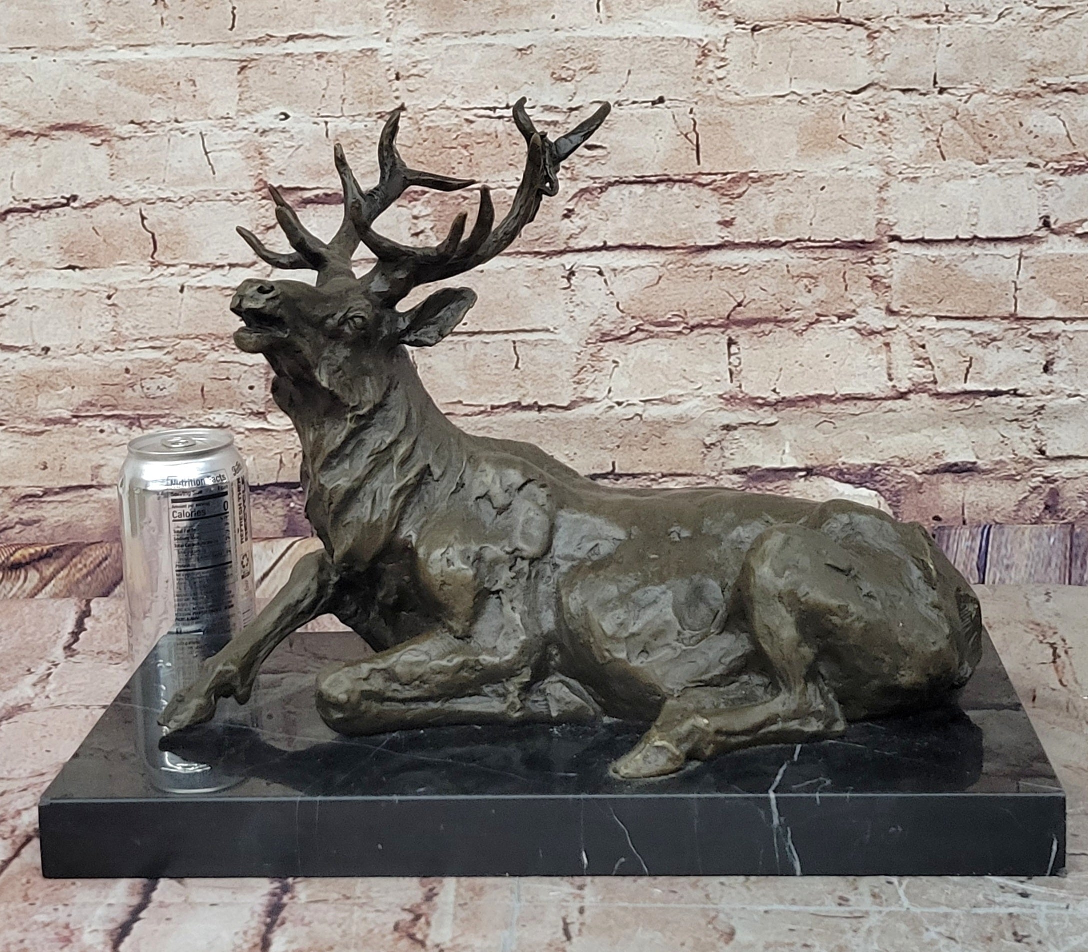 Stag Buck Elk Deer Laying Down - Bronze Sculpture by Milo