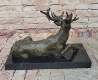 Stag Buck Elk Deer Laying Down - Bronze Sculpture by Milo
