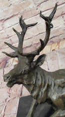 Stag Buck Elk Deer Laying Down - Bronze Sculpture by Milo