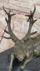 Stag Buck Elk Deer Laying Down - Bronze Sculpture by Milo