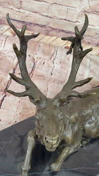 Stag Buck Elk Deer Laying Down - Bronze Sculpture by Milo