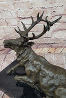 Stag Buck Elk Deer Laying Down - Bronze Sculpture by Milo