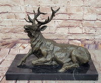 Stag Buck Elk Deer Laying Down - Bronze Sculpture by Milo