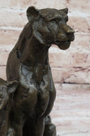 Impressionist Bronze Sculpture of Female Lions on Marble Base