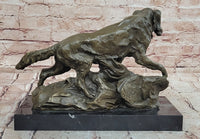 Labrador Retriever with Bird Duck In Mouth Bronze Statue Sculpture Hunting Decor