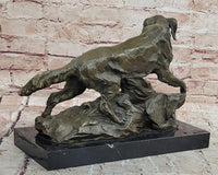 Labrador Retriever with Bird Duck In Mouth Bronze Statue Sculpture Hunting Decor