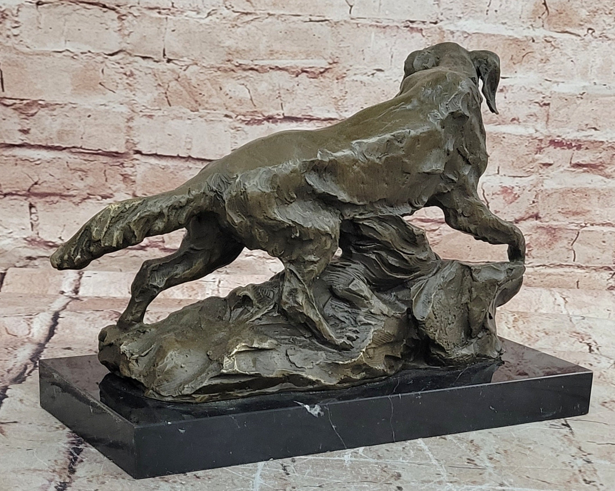 Labrador Retriever with Bird Duck In Mouth Bronze Statue Sculpture Hunting Decor