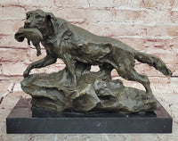 Labrador Retriever with Bird Duck In Mouth Bronze Statue Sculpture Hunting Decor