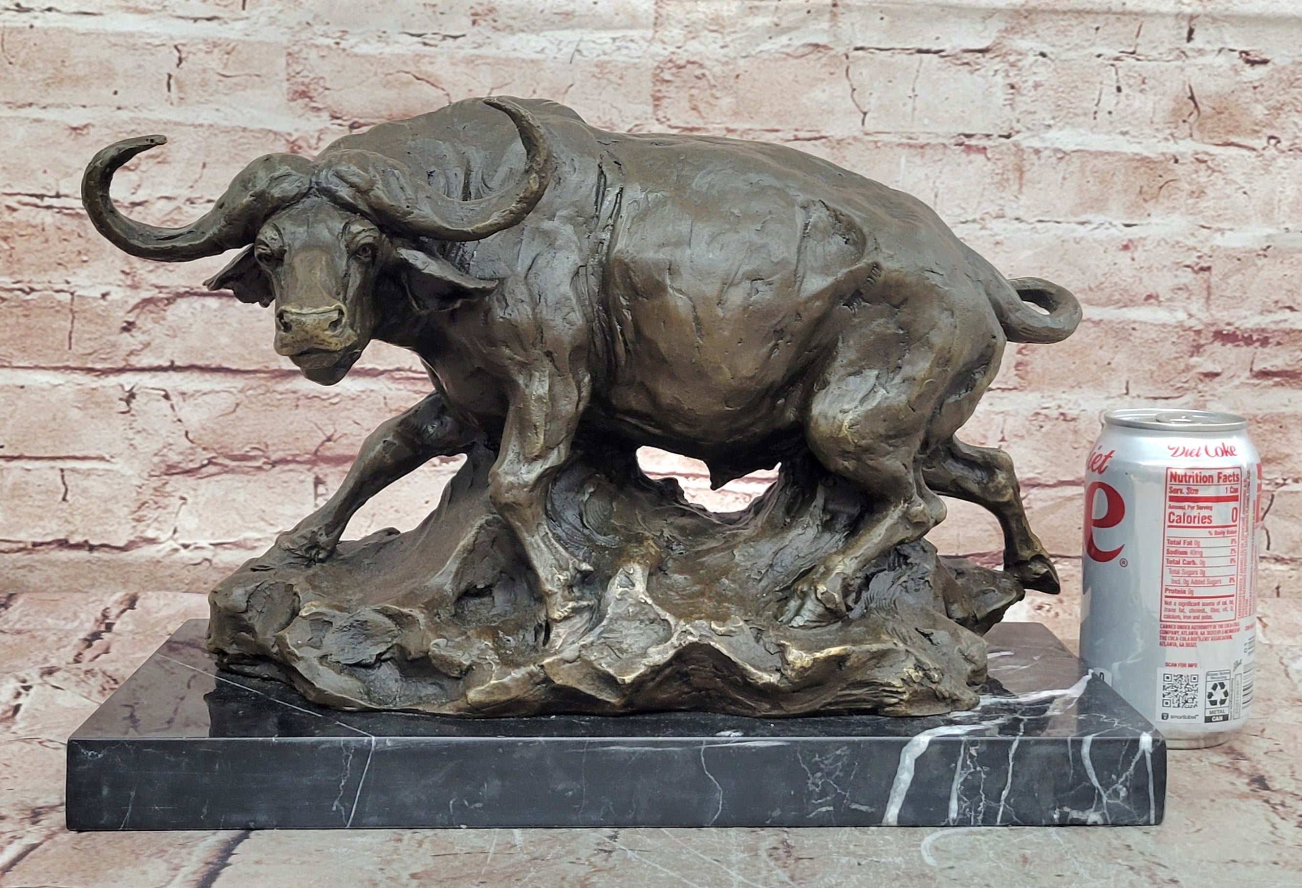 Signed Original Milo Cape Buffalo Genuine Animal Bronze Sculpture Statue