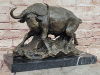 Signed Original Milo Cape Buffalo Genuine Animal Bronze Sculpture Statue
