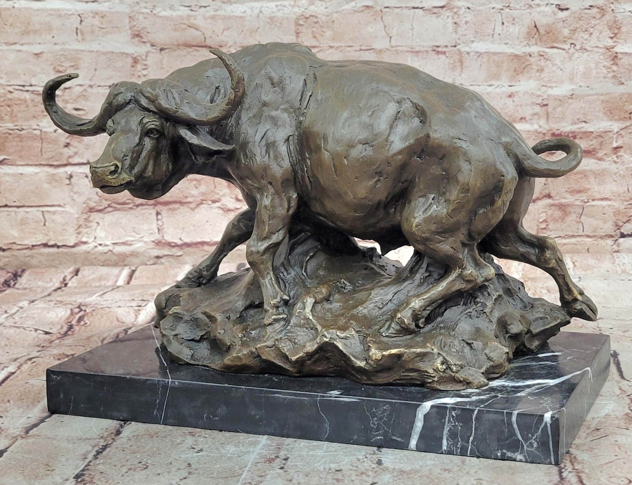 Signed Original Milo Cape Buffalo Genuine Animal Bronze Sculpture Statue