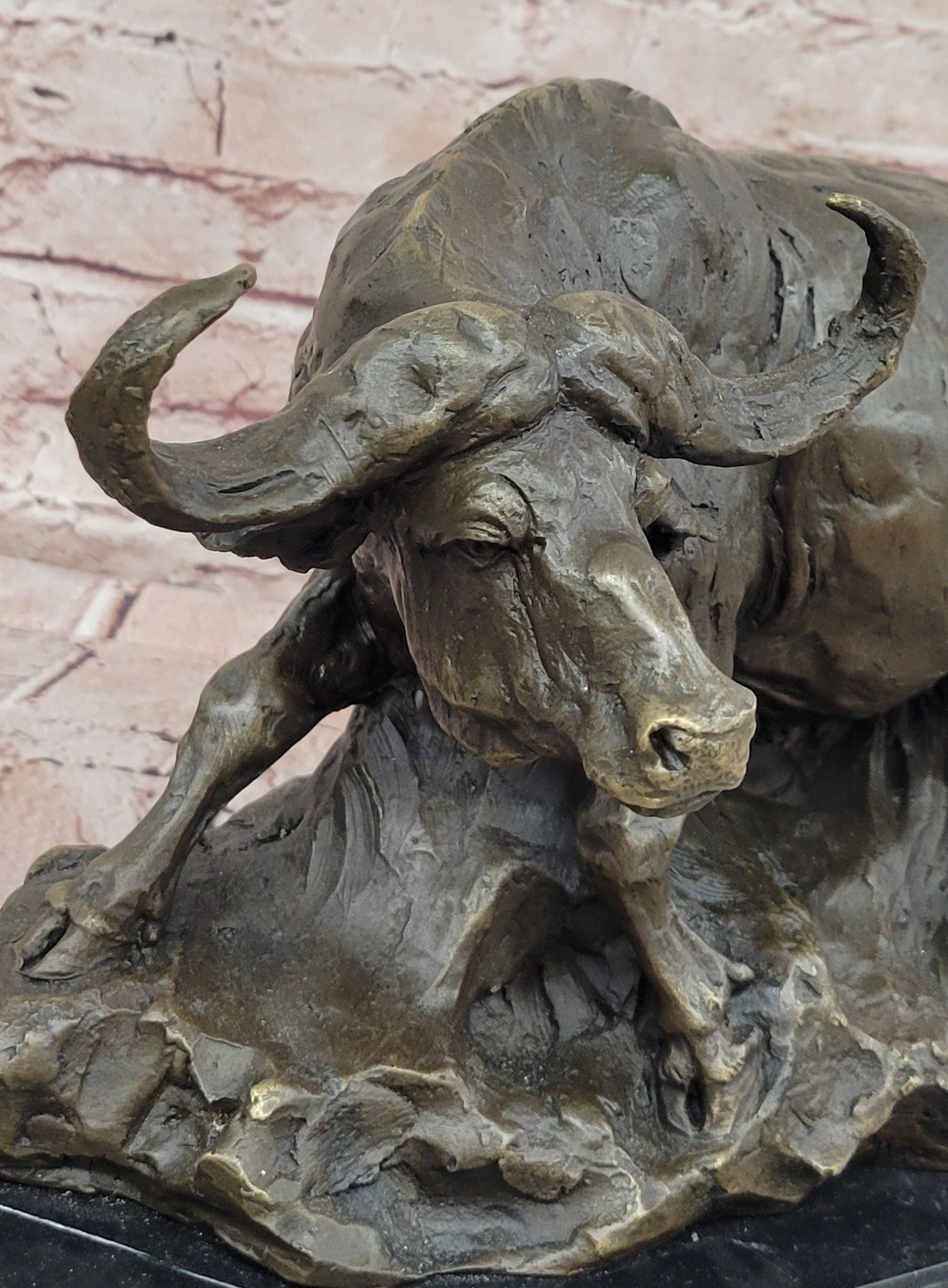 Signed Original Milo Cape Buffalo Genuine Animal Bronze Sculpture Statue