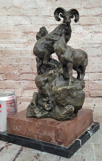 Big Horn Sheep Ram Game Hunter Wildlife Art Aries Bronze Marble Statue Sculpture