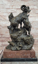 Big Horn Sheep Ram Game Hunter Wildlife Art Aries Bronze Marble Statue Sculpture