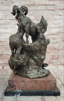 Big Horn Sheep Ram Game Hunter Wildlife Art Aries Bronze Marble Statue Sculpture