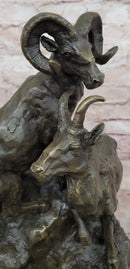 Big Horn Sheep Ram Game Hunter Wildlife Art Aries Bronze Marble Statue Sculpture