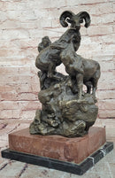 Big Horn Sheep Ram Game Hunter Wildlife Art Aries Bronze Marble Statue Sculpture