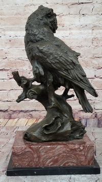 Milo Watchful Owl on Branch – Bronze Sculpture with Marble Base