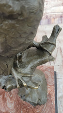 Milo Watchful Owl on Branch – Bronze Sculpture with Marble Base