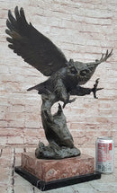 Signed Original Milo Bronze Owl in Flight Attacking Bird Tawny Barn Birds Hand Made