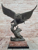 Signed Original Milo Bronze Owl in Flight Attacking Bird Tawny Barn Birds Hand Made