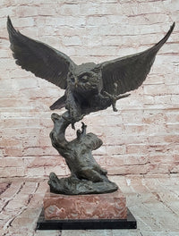 Signed Original Milo Bronze Owl in Flight Attacking Bird Tawny Barn Birds Hand Made