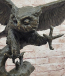 Signed Original Milo Bronze Owl in Flight Attacking Bird Tawny Barn Birds Hand Made
