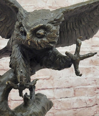 Signed Original Milo Bronze Owl in Flight Attacking Bird Tawny Barn Birds Hand Made