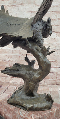 Signed Original Milo Bronze Owl in Flight Attacking Bird Tawny Barn Birds Hand Made