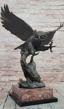 Signed Original Milo Bronze Owl in Flight Attacking Bird Tawny Barn Birds Hand Made