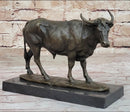 Bronze Bull Cow Cattle Sculpture on Marble Base by Milo