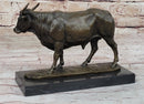 Bronze Bull Cow Cattle Sculpture on Marble Base by Milo